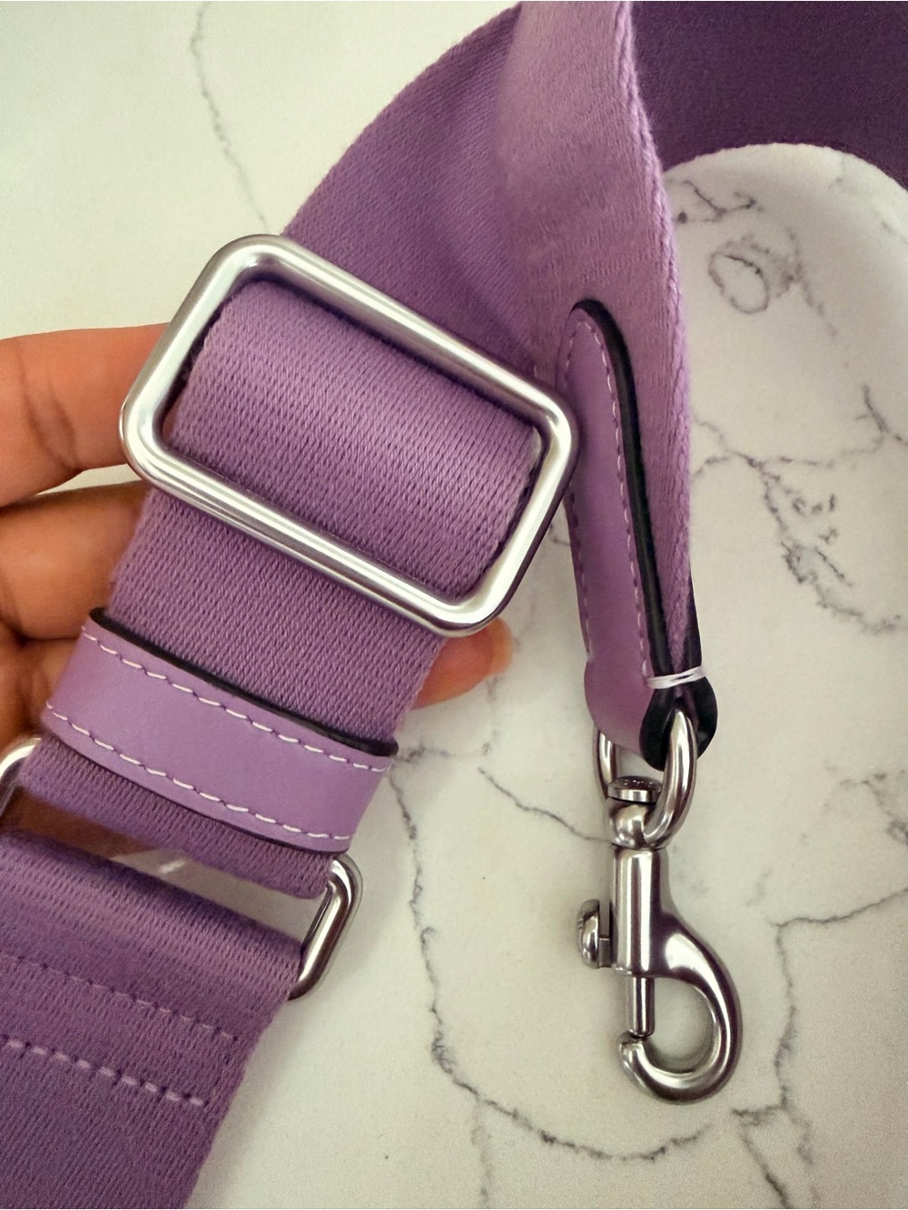 Coach Lavender /Purple Canvas
Adjustable Crossbody Strap with Silver Hardware - Picture 3 of 9